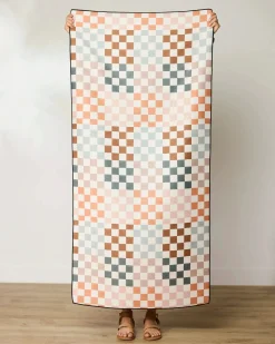 GEOMETRY Autumn Checkers Beach Towel