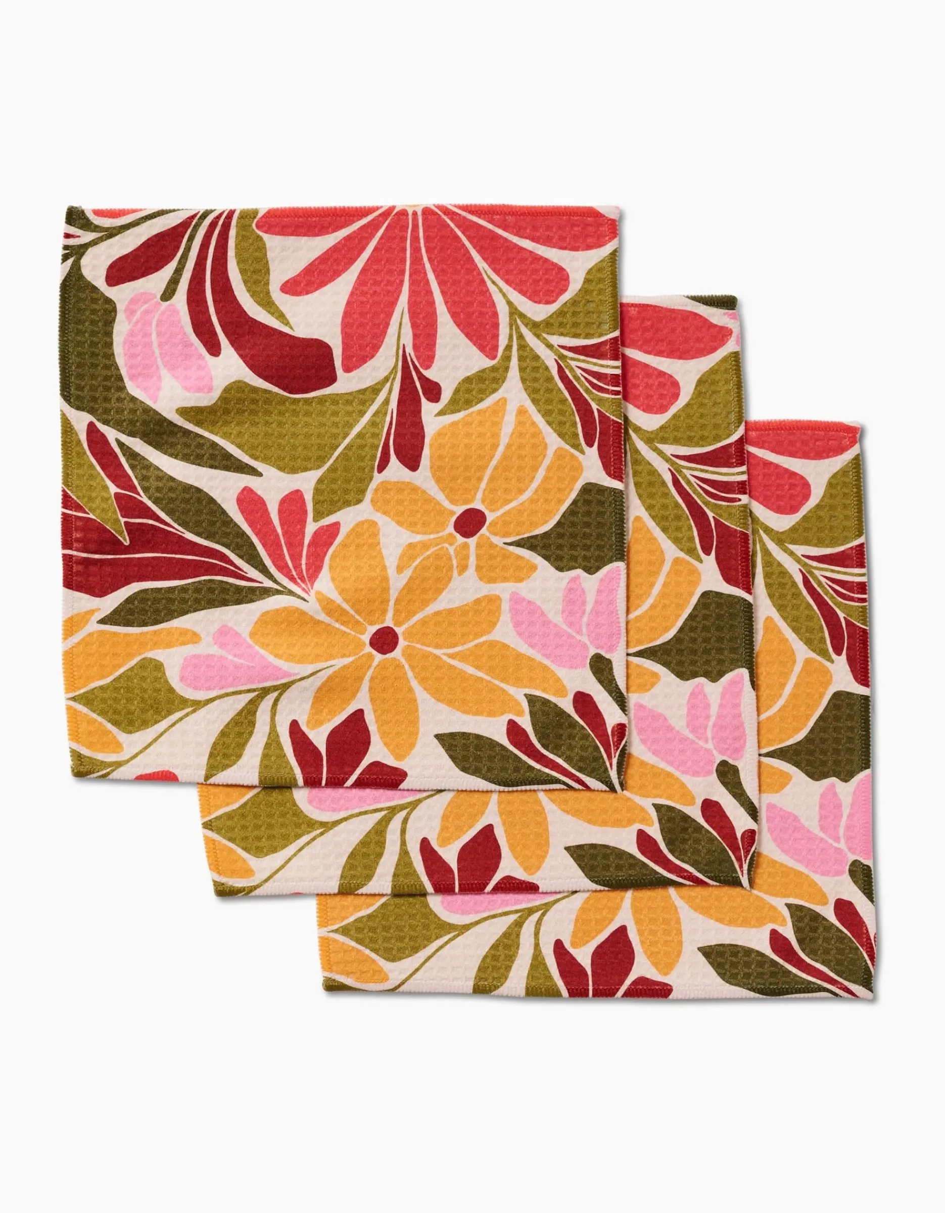 GEOMETRY Blooming Tan Luxe Washcloth Set