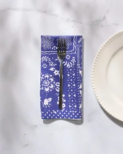 GEOMETRY Blossoming Bandanna Blue Dinner Napkin Set