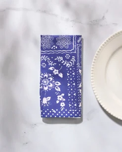 GEOMETRY Blossoming Bandanna Blue Dinner Napkin Set