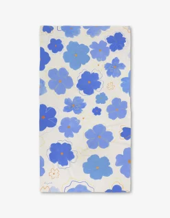 GEOMETRY Blue Blossoms Luxe Bath Towel