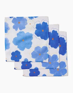GEOMETRY Blue Blossoms Luxe Washcloth Set