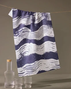 GEOMETRY Brushline Navy Tea Towel