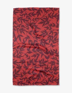 GEOMETRY Burgundy Branches Tea Towel