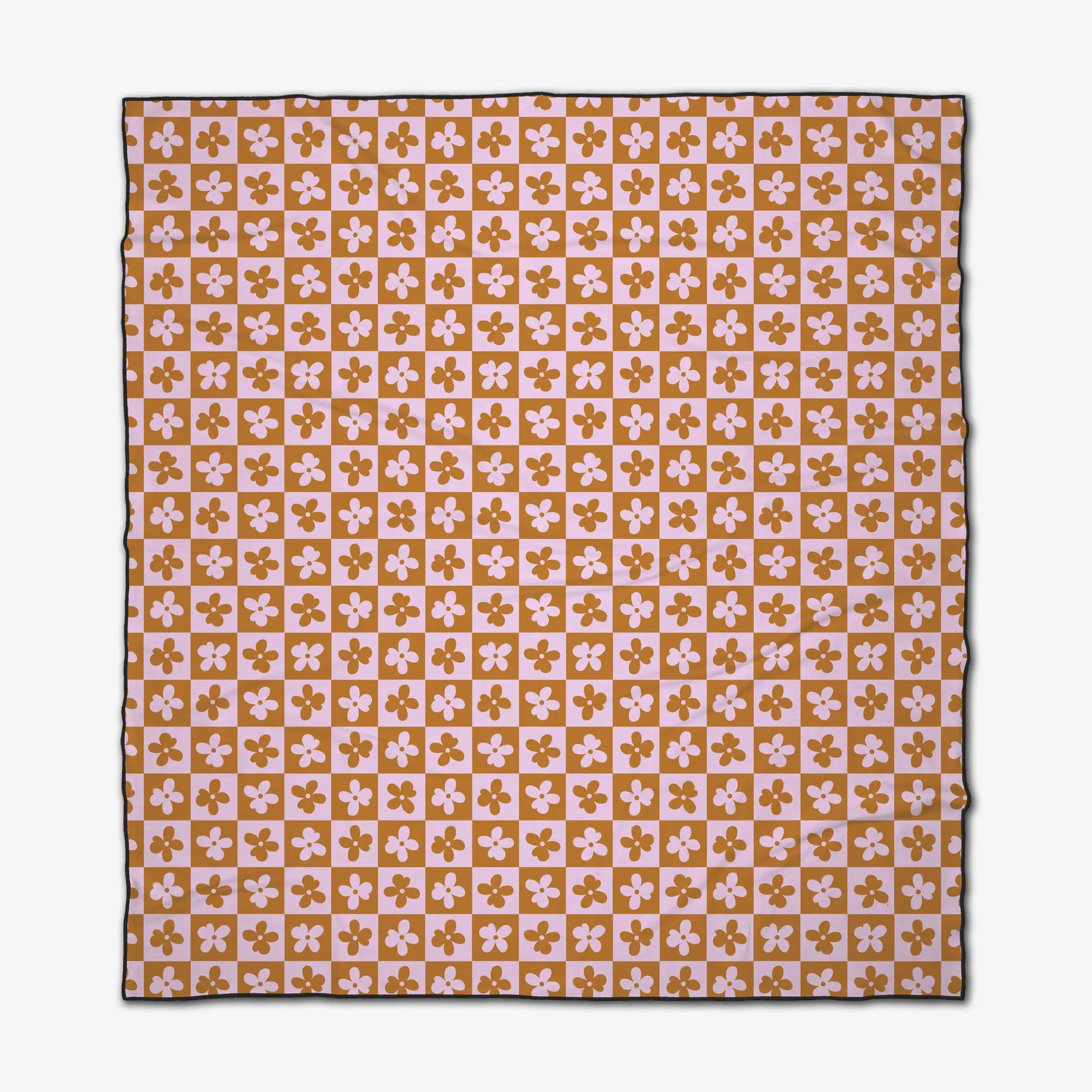 GEOMETRY Burnt Orange Flowers Beach Blanket