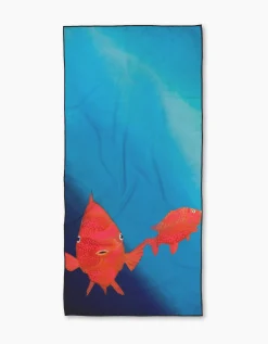 GEOMETRY Coral Glow Beach Towel