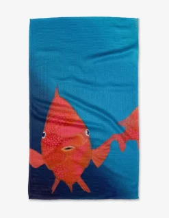 GEOMETRY Coral Glow Tea Towel