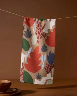 GEOMETRY Cut Paper Leaves Mocha Bar Towel