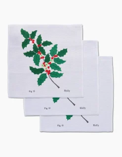 GEOMETRY December Holly Dishcloth Set