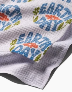 GEOMETRY Earth Day Stamp Tea Towel