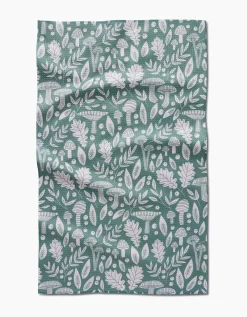 GEOMETRY Fall Mushrooms And Leaves Tea Towel