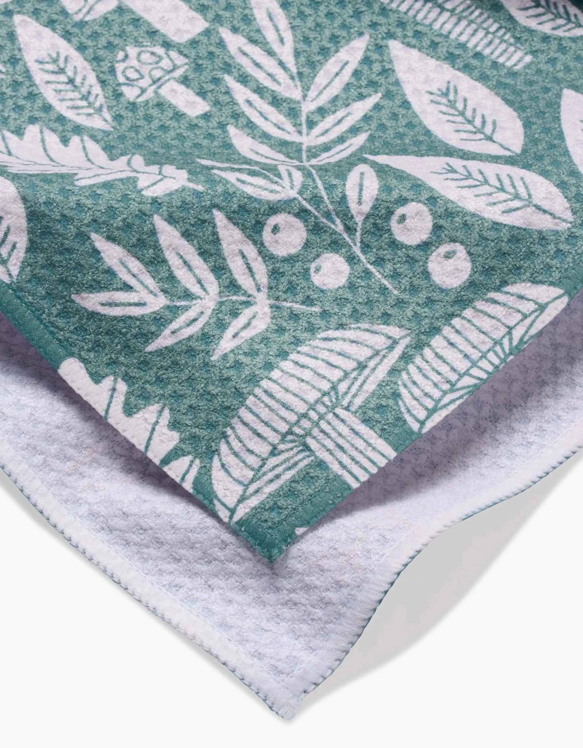 GEOMETRY Fall Mushrooms And Leaves Tea Towel