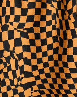 GEOMETRY Glitchy Check Orange Bar Towel