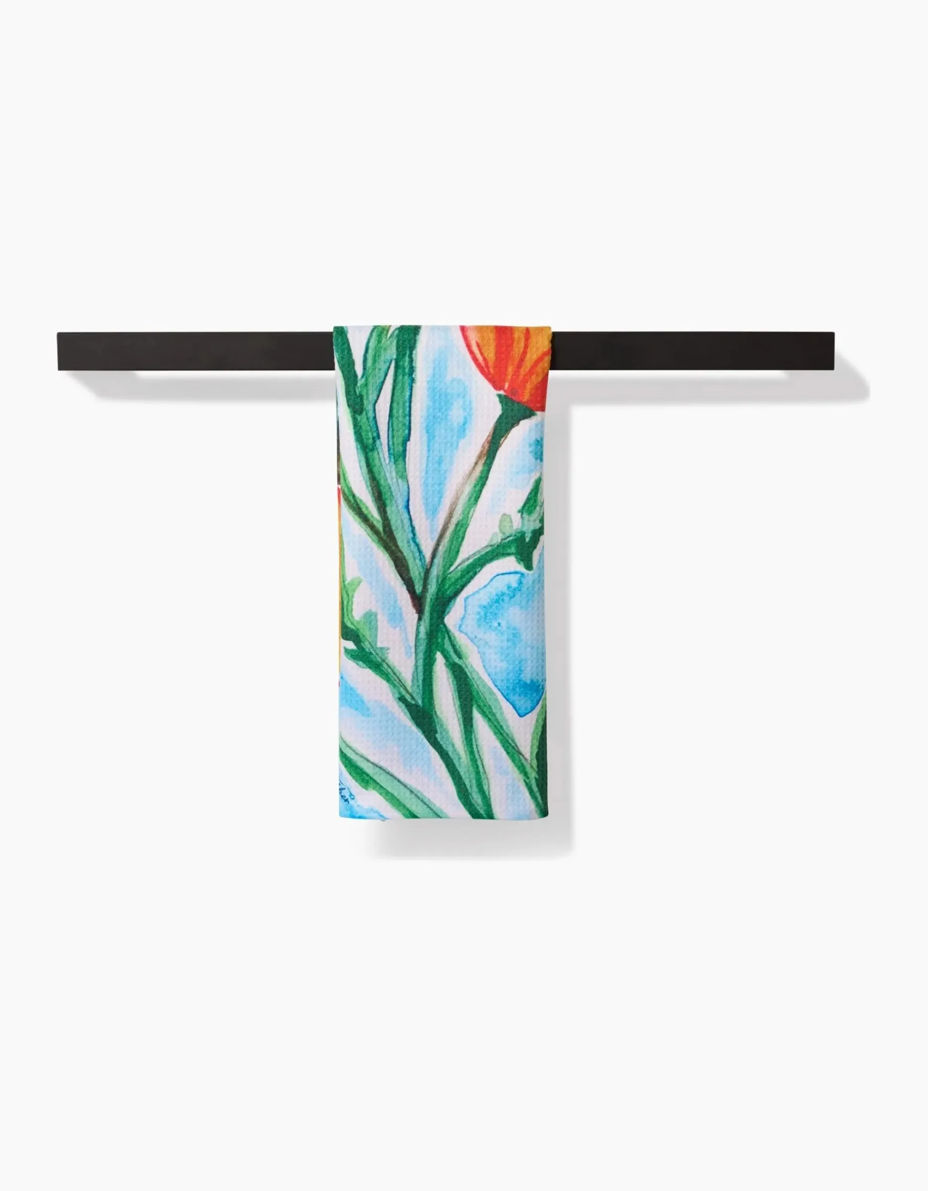 GEOMETRY Golden Poppy Flowers Tea Towel