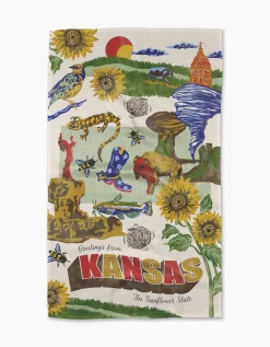 GEOMETRY Greetings From Kansas Tea Towel