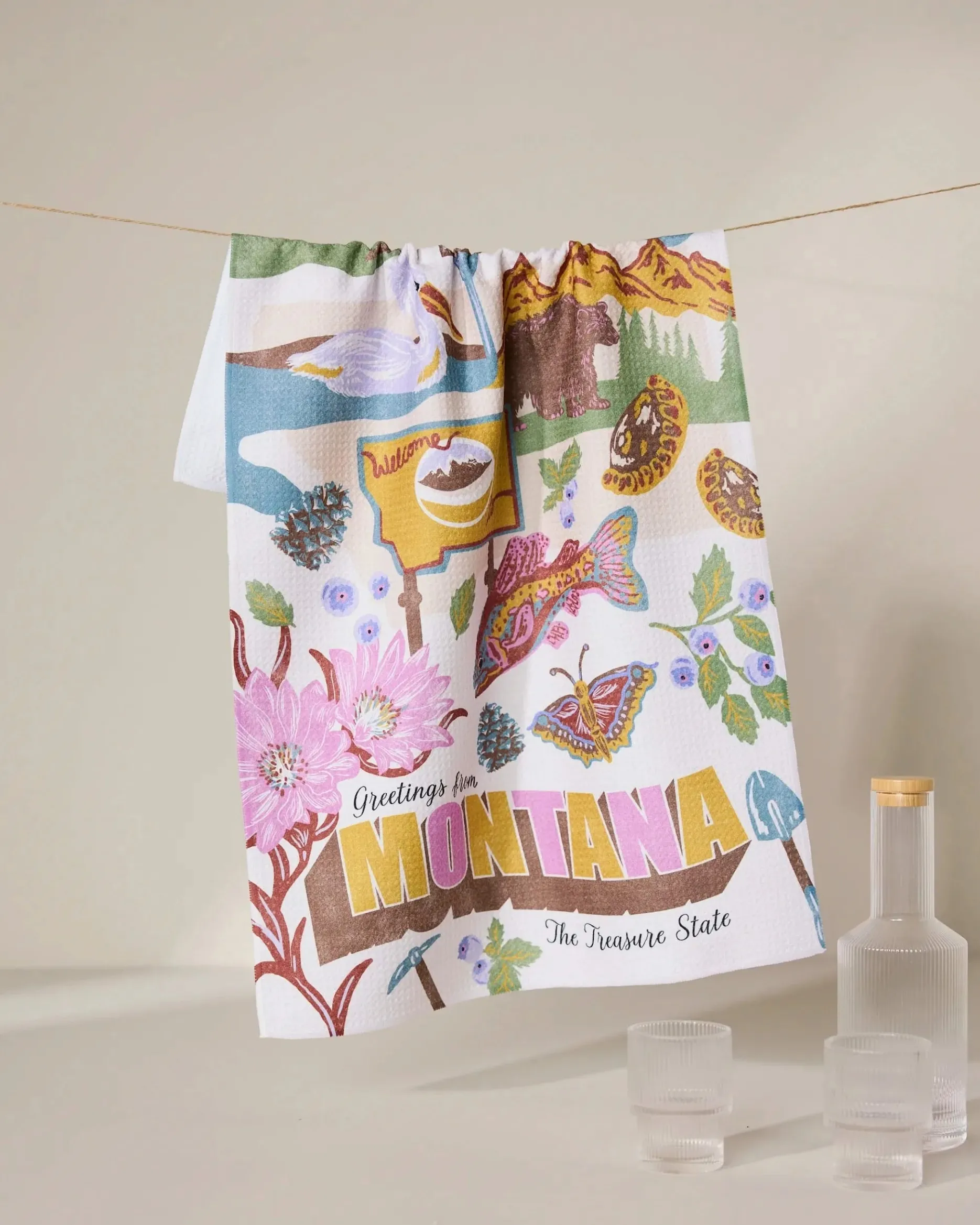 GEOMETRY Greetings From Montana Tea Towel