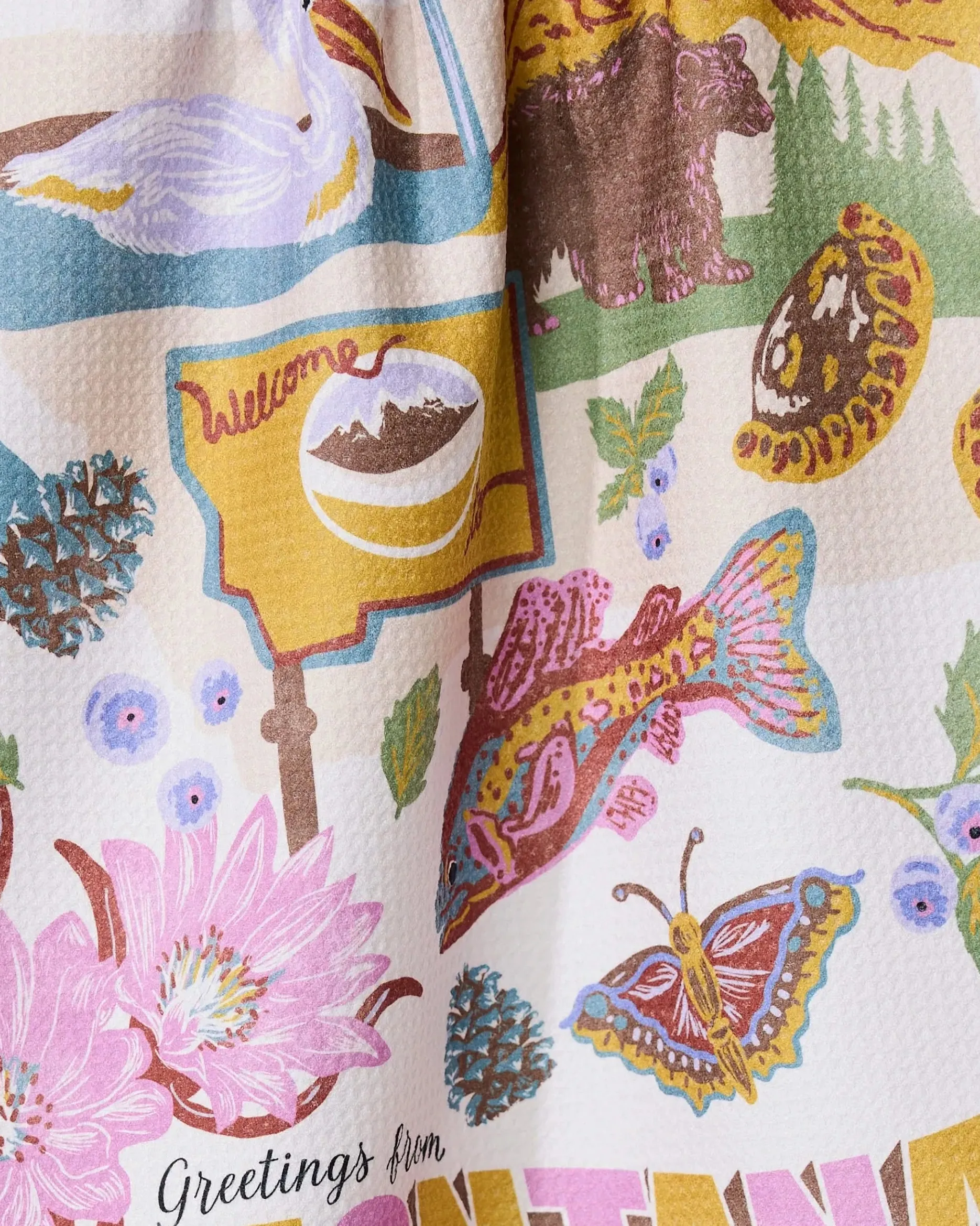 GEOMETRY Greetings From Montana Tea Towel