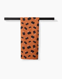 GEOMETRY Halloween Black Pumpkins Tea Towel