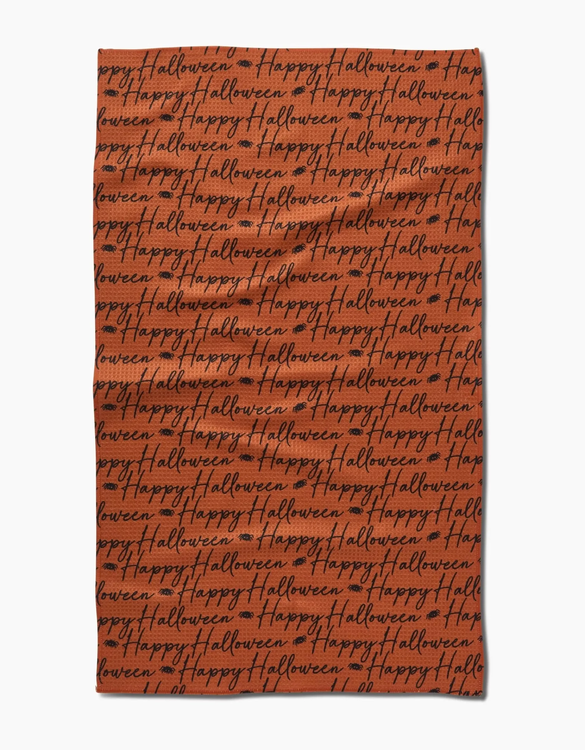GEOMETRY Halloween Script Orange Tea Towel