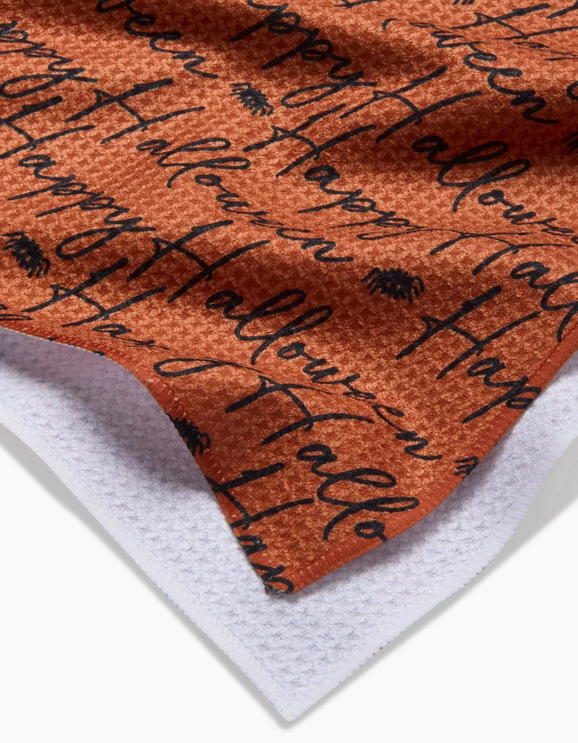 GEOMETRY Halloween Script Orange Tea Towel