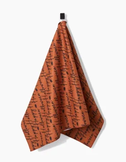 GEOMETRY Halloween Script Orange Tea Towel