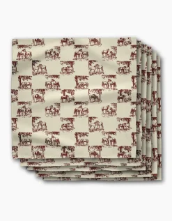 GEOMETRY Horse Check Cream Dinner Napkin Set