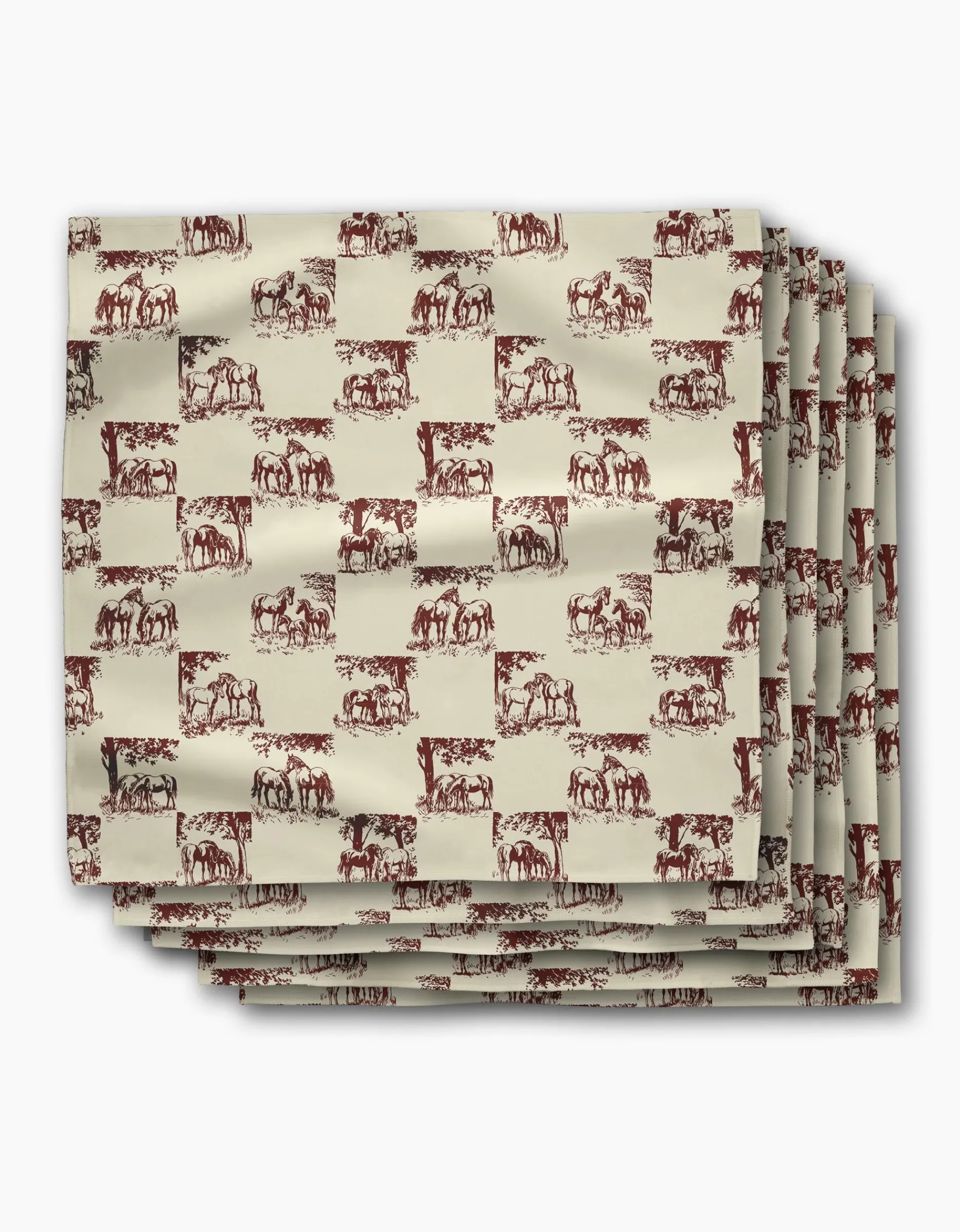 GEOMETRY Horse Check Cream Dinner Napkin Set
