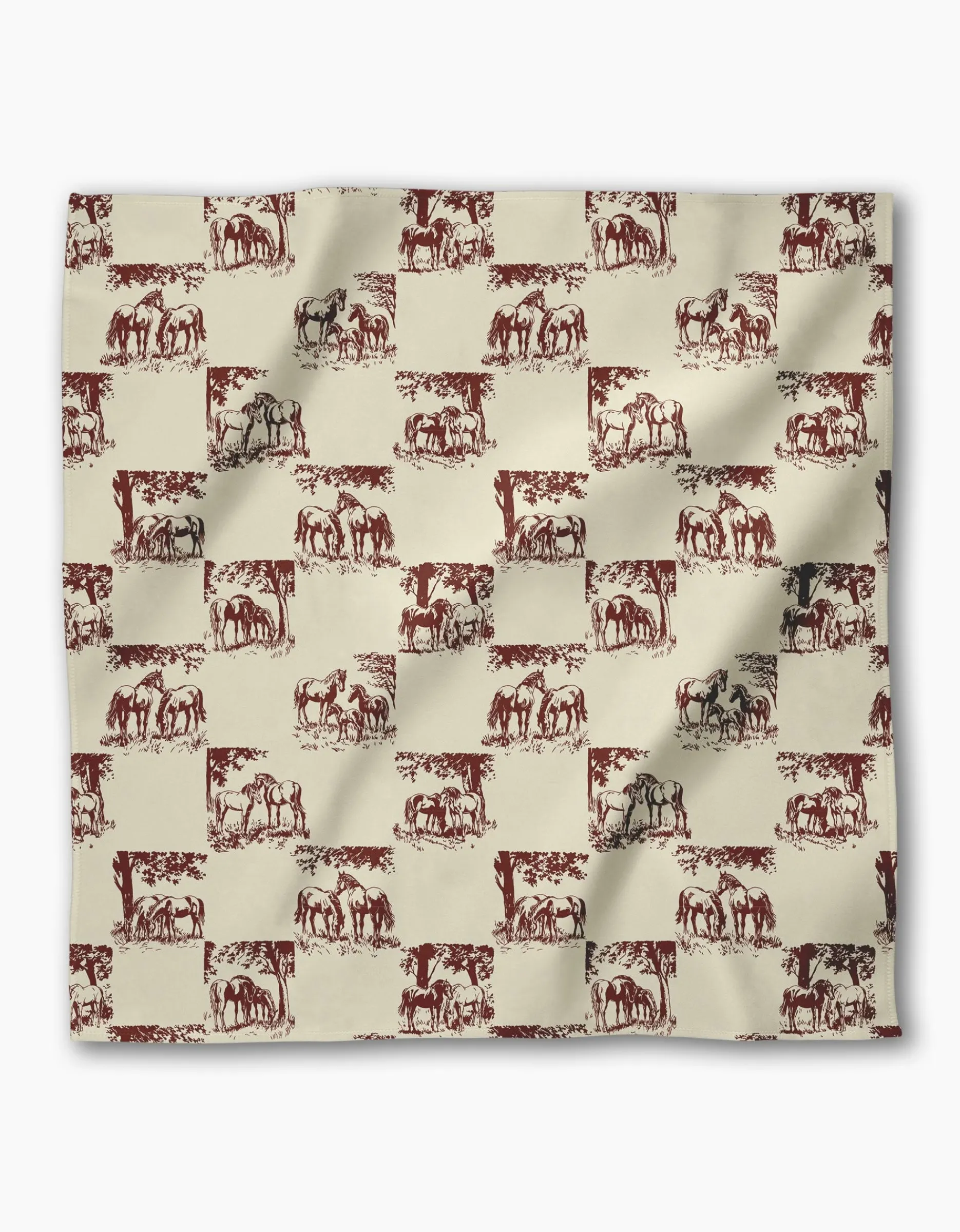 GEOMETRY Horse Check Cream Dinner Napkin Set