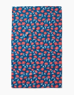 GEOMETRY Luca Daisy Red Tea Towel