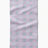 GEOMETRY Mini Flowers and Stripes Check Pink and Green Bar Towel