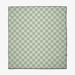 GEOMETRY Mint Checker Beach Blanket