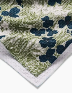 GEOMETRY Navy And Sage Meadow Tea Towel