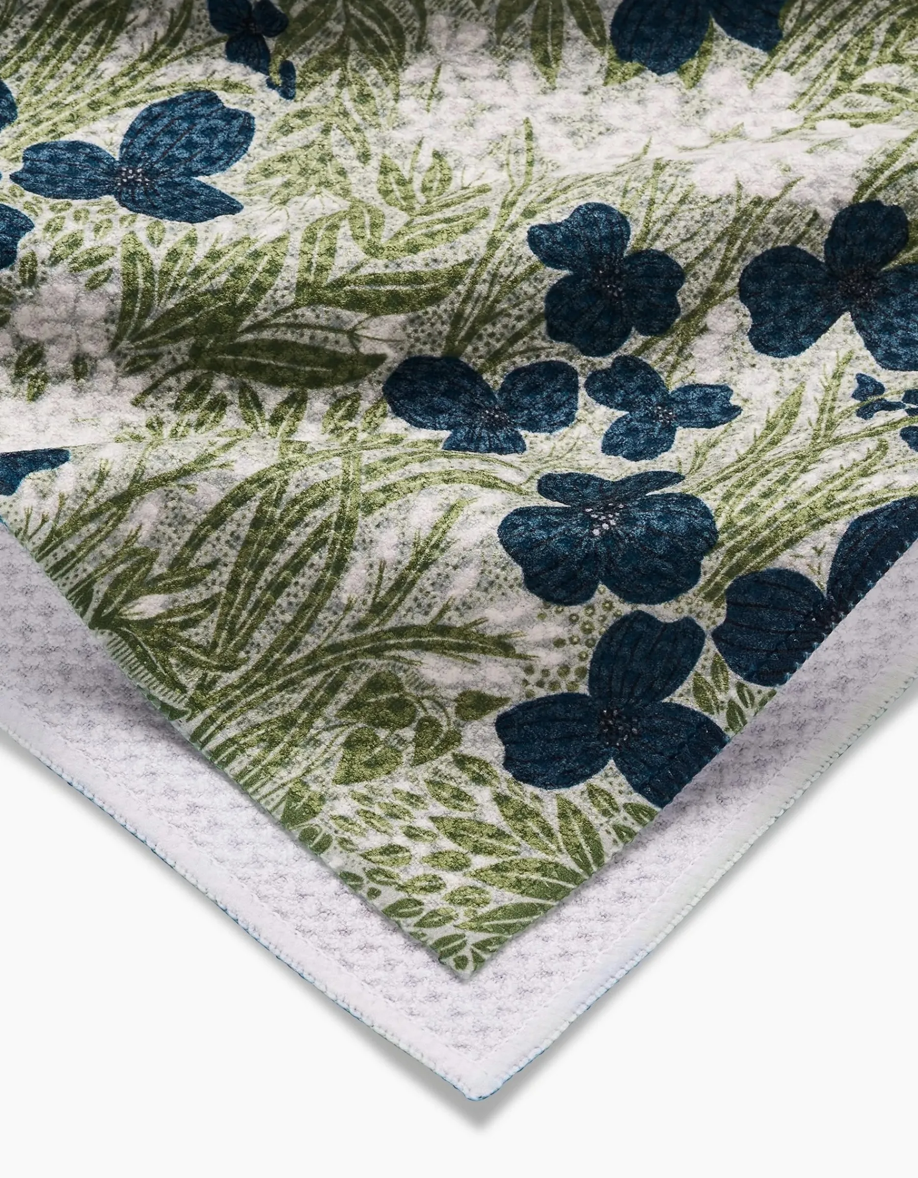 GEOMETRY Navy And Sage Meadow Tea Towel