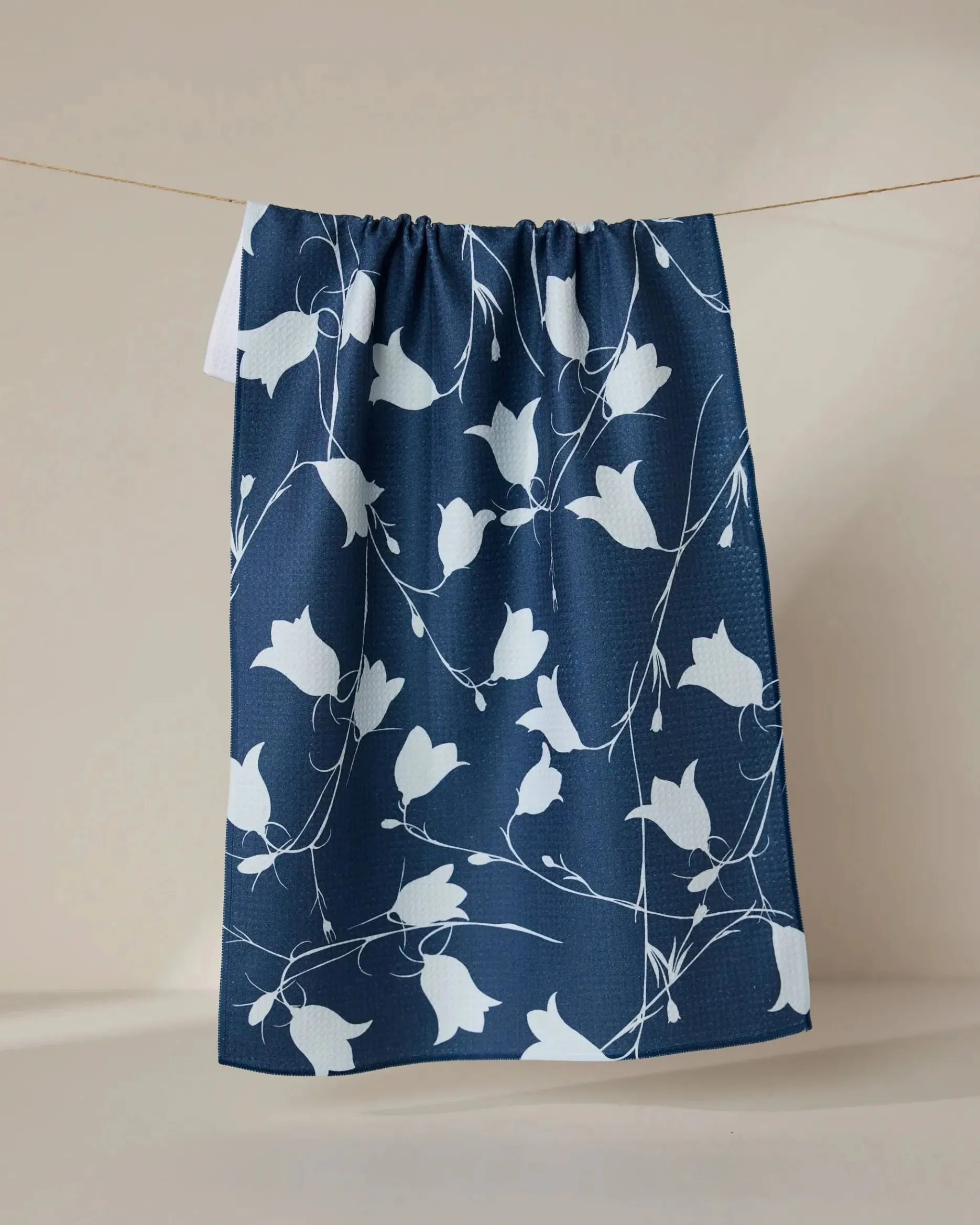 GEOMETRY Navy Dancing Flora Tea Towel