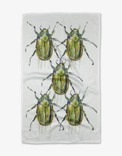 GEOMETRY Olive Beetles Tea Towel