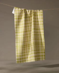 GEOMETRY Orchard Plaid Green Tea Towel