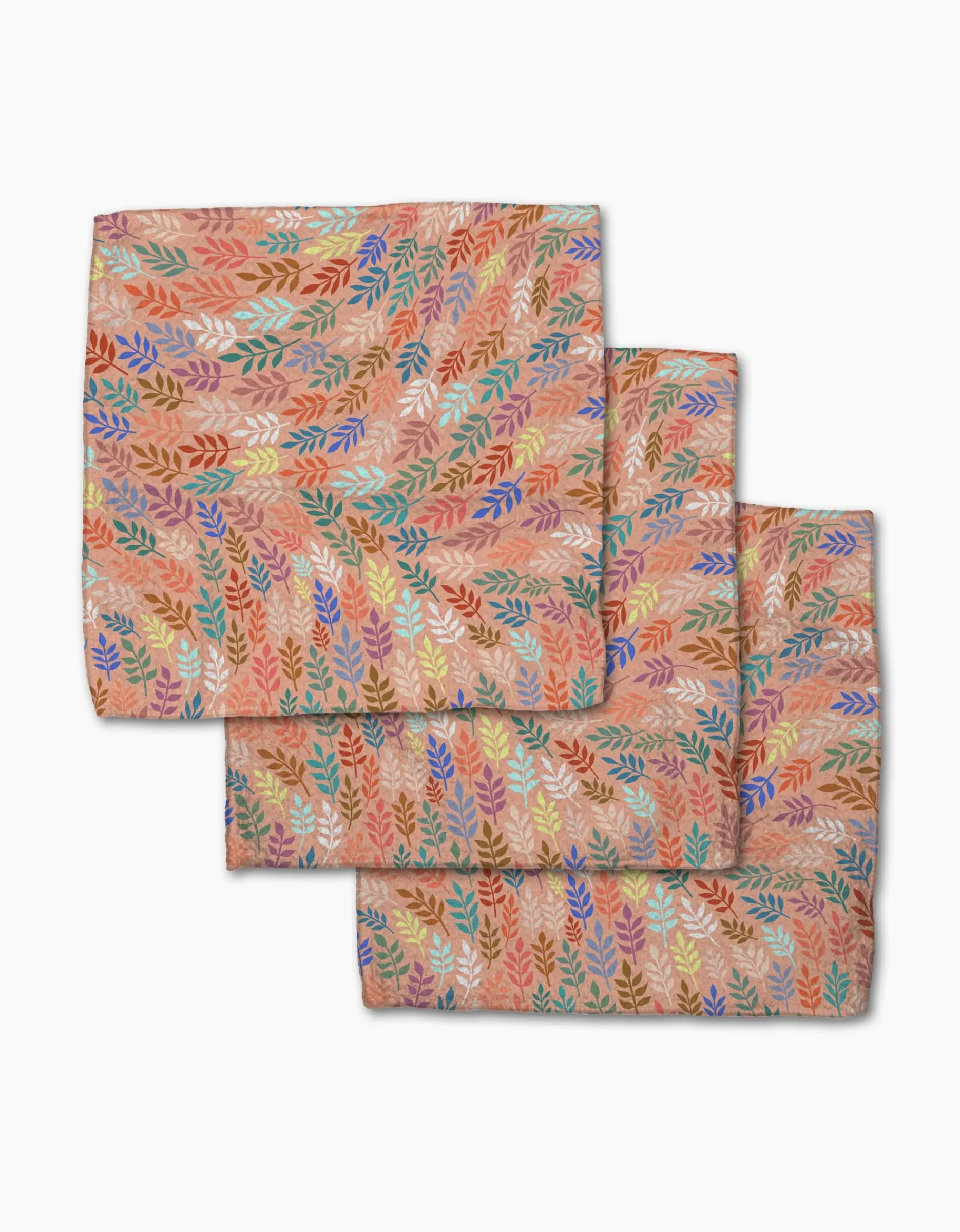 GEOMETRY Peachy Leaf Swirl Dishcloth Set