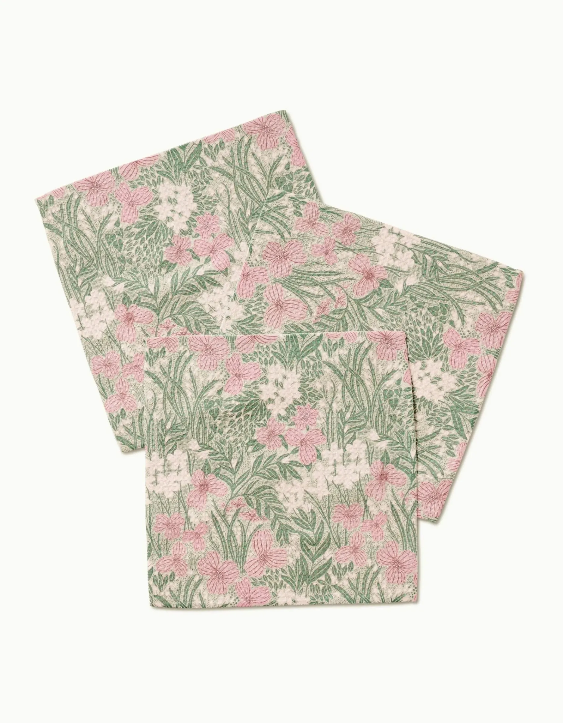 GEOMETRY Pink and Sage Meadow Dishcloth Set