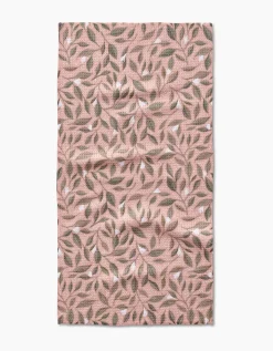 GEOMETRY Pink Mint Leaves Bar Towel