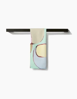 GEOMETRY Poppies on Mint Tea Towel