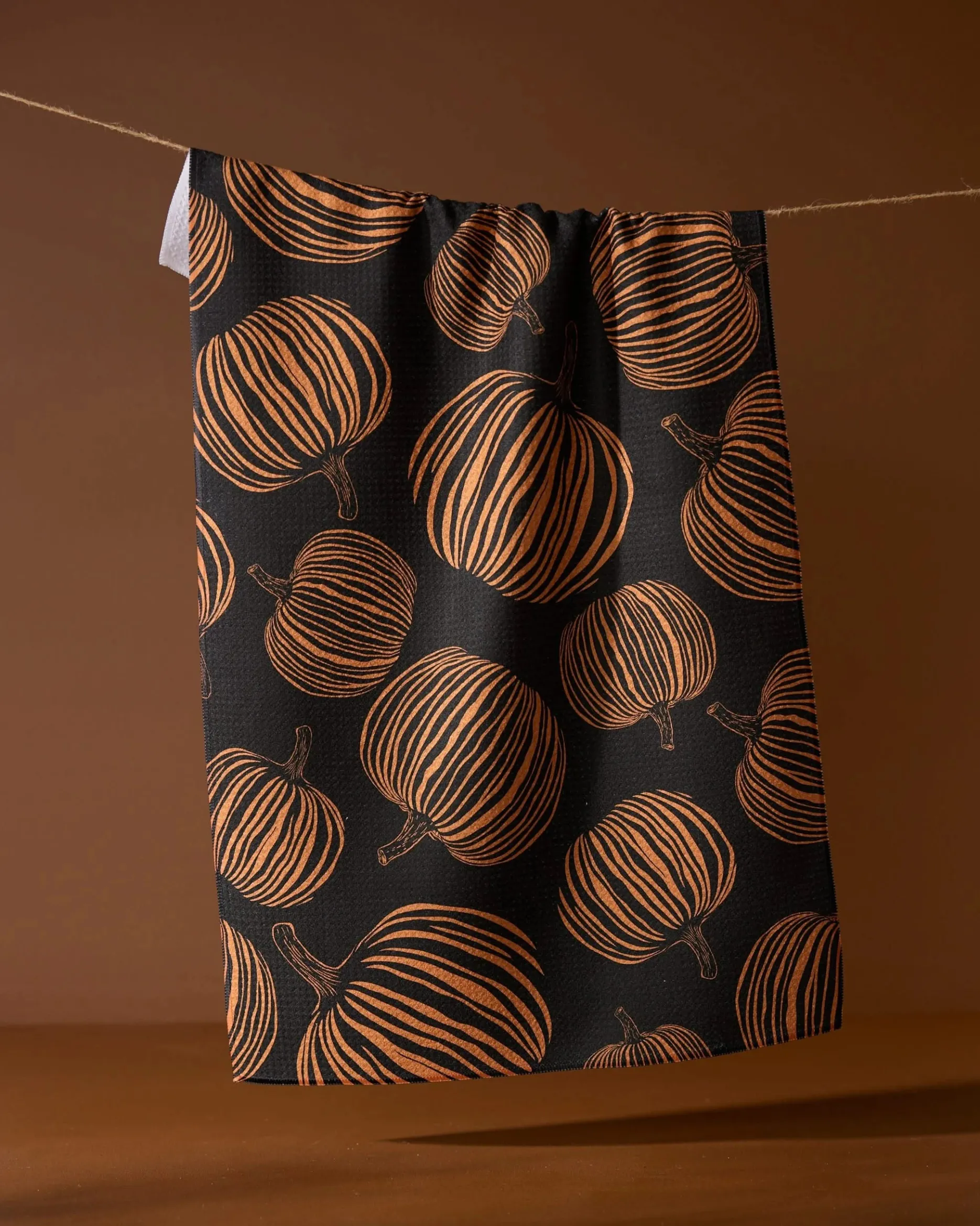 GEOMETRY Pumpkin Noir Tea Towel