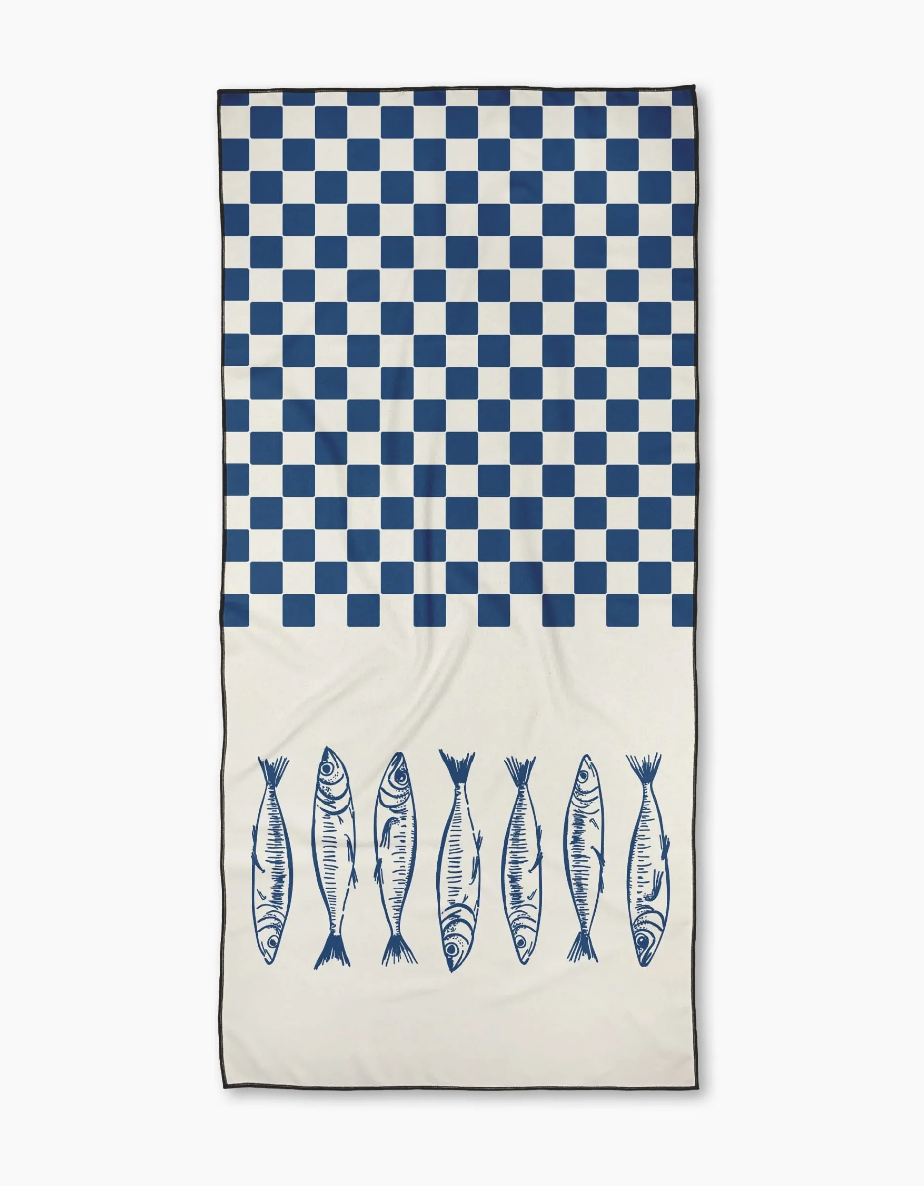GEOMETRY Sardine Check Blue Beach Towel
