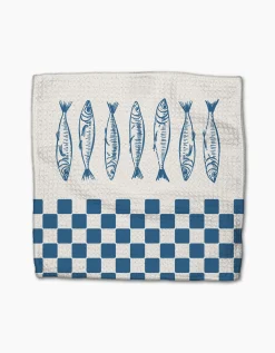 GEOMETRY Sardine Check Blue Dishcloth Set