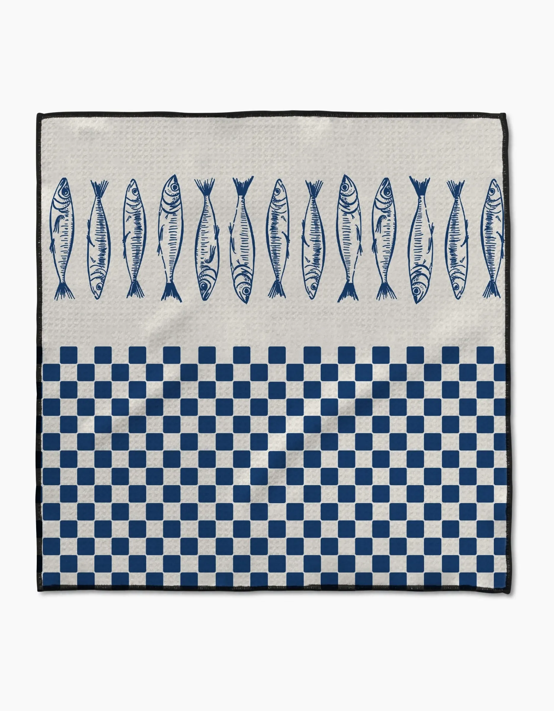 GEOMETRY Sardine Check Blue Paw Towel