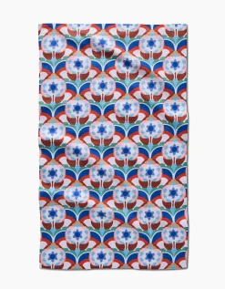 GEOMETRY Seventies Retro Flowers Tea Towel
