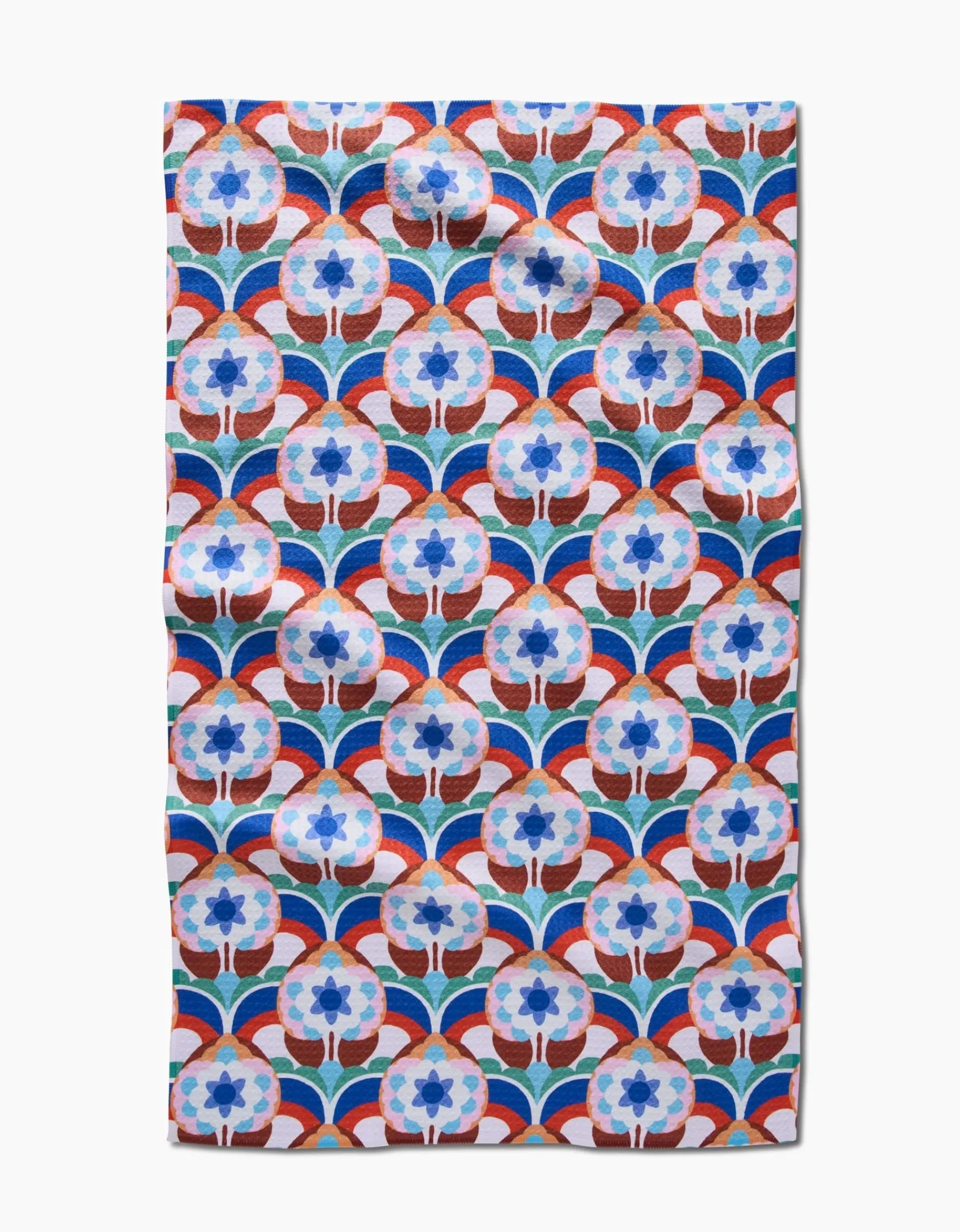 GEOMETRY Seventies Retro Flowers Tea Towel