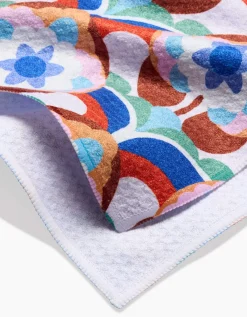 GEOMETRY Seventies Retro Flowers Tea Towel