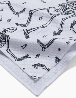GEOMETRY Skeleton Halloween Dance Tea Towel