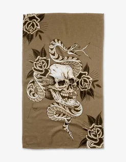 GEOMETRY Skull and Snake Tea Towel