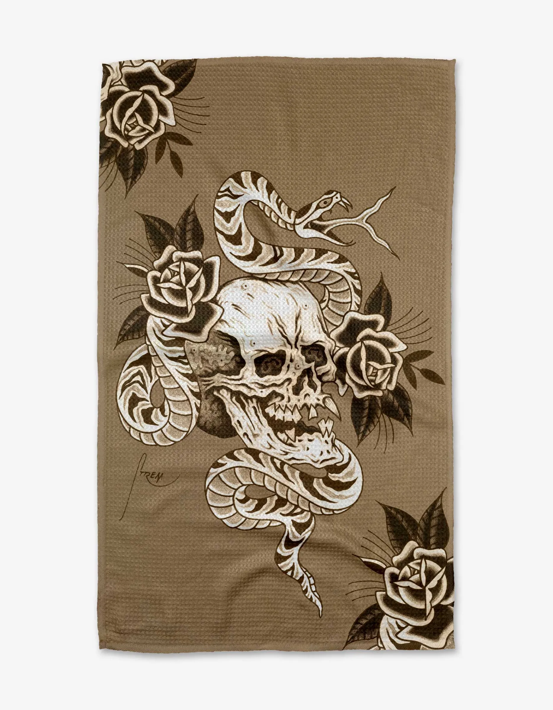 GEOMETRY Skull and Snake Tea Towel